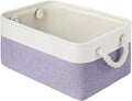 Storage Baskets for Shelves 13.8x9.8x6.7 Inch, Foldable Fabric Storage Bins with Handles, Small Storage Baskets for Organizing Closet, Office, Home Organization (1-Pack, White&Purple)