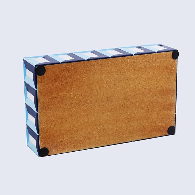 Handicrafts Home Blue Decorative Storage Box with Lid – Coffee Table Storage Box, Modern Resin Inlay Wooden Box, Remote Holder, Desk Organizer, Decorative Keepsake Box for Coastal Decor- 10x6x2.5