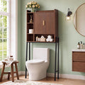 31" W Over The Toilet Storage Cabinet with Fluted Door,Bathroom Organizers and Storage with Adjustable Shelves, Mordern Over Toilet Organizer for Bathroom,Restroom,Laundry,Walnut