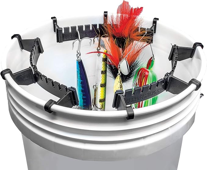 DU-BRO Bucket Fishing Lure Holder, Lure Hanger, and Organizer, Fishing Tool, Works with 5-Gallon Buckets, 3-Pack, Black | Fishing Tool, Works with 5-Gallon Buckets, 3-Pack, Black