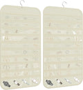 Hanging Jewelry Organizer 80-Pocket Double-Sided Storage, 1-Pack, Beige