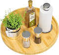 Lazy Susan Organizer, 13.2 Inch Non-Skid Bamboo Turntable | Kitchen Table Cabinets Closets and Kitchen Islands, Wood Turntable for Kitchen Countertop Organizer