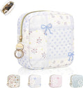 Quilted Small Makeup Pouch, Floral Cosmetic Bag for Purse, Blue | Floral Travel Makeup Pouch, Make Up Pouch for Women, Purse Organizer Pouches for Travel/ Gym/ Daily Use, Perfect Gifts