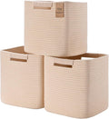 11 Inch Storage Cubes, 3 Pack Cube Storage Bins for Organizing, Cotton Rope Woven Baskets for Shelves, Bathroom, Kids Room, Closets, Baby Nursery