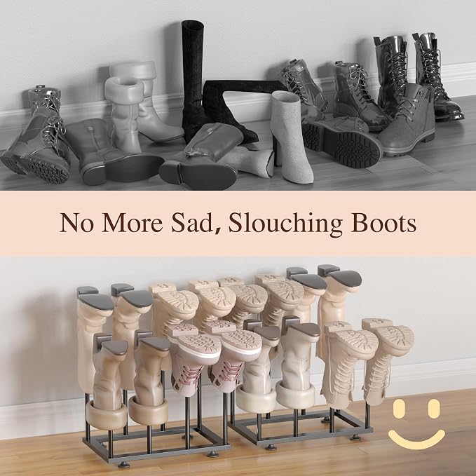 Shoe Rack Organizer, Free Standing Shoe Storage Shelf, Narrow Space-Saving Design for Tall Boot, Metal Boot Holder Organization for Closet, Entryway, Garage, Bedroom, Outdoor, Fits 8 Pairs