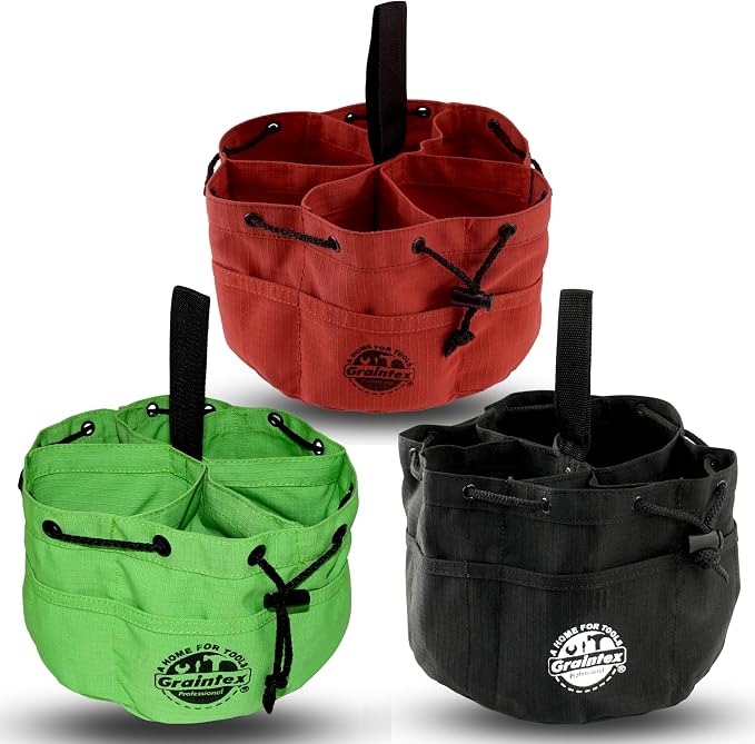 Graintex 18 Pocket Grab Bags Set of 3 Pcs Rip-Stop Canvas, Drawstring Closure, Small Parts Organizer Bag, Small Tools, Screws, Parts, Parachute Tool Bag, Parachute Tool Organizer for Essential Items