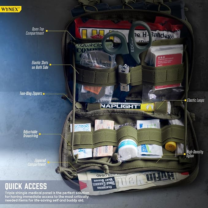 WYNEX Tactical Mag Admin Pouch, Molle Triple Magazine Pouches | Utility Tool Pouch Medical EMT Organizer with Triple Stacker Magazines Holder for M4 M16, Molle Compatible, Patch Included