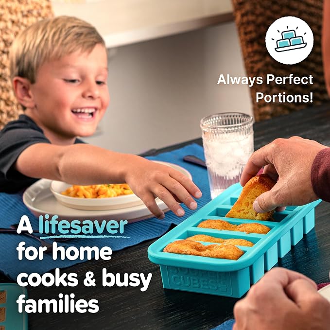 Souper Cubes Silicone Freezer Molds Gift Set, Aqua | 2 Tbsp, 1/2 Cup, 1 Cup and 2 Cup Silicone Molds for Food Set, Perfect for Freezing Soup, Grains, Proteins, Herbs and More