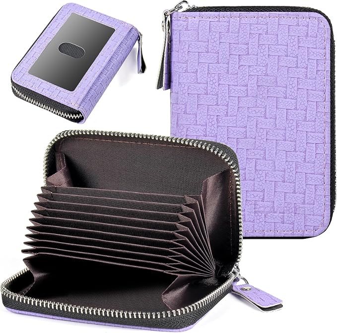 Credit Card Wallet, RFID Card Case Wallet, Zipper Card Cases Holder for Men Women, RFID Blocking, KeyChain Wallet, Compact Size Card Organizer Case for Women