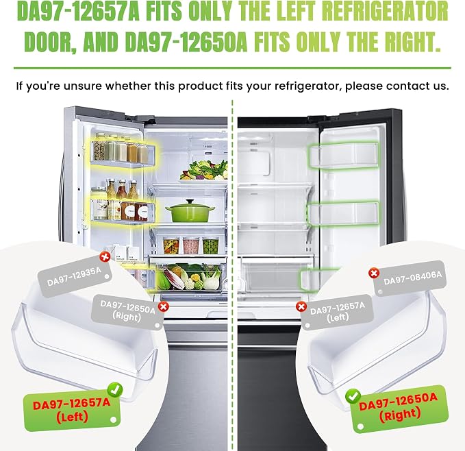 AMI PARTS DA97-12650A(RIGHT) & DA97-12657A(LEFT) Refrigerator Door Shelf | Fit for Refrigerator Parts RF260BEAESR RF261BEAESR RF261BEAESP RF260BEAEWW with 2 Egg Trays