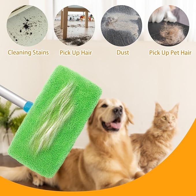 Unoutur Reusable Dry Sweeping Cloths Microfiber Wet Mop Pads Compatible with Swiffer Sweeper Mop Replacement Sweeping Mopping pad Refills for Hardwood Surface Floor Cleaning (10PCS)