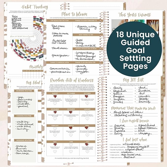 bloom daily planners 2026-2027 Planner - Academic Year (July 2026 - July 2027) Monthly & Weekly Soft Cover Planner for Women - 13 Month Calendar Agenda Book with Stickers - 5.5" x 8.25" - Tan Leopard