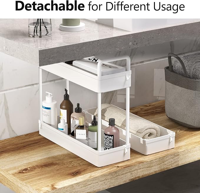 SOLEJAZZ Slim Rolling Storage Cart Skinny Bathroom Organizer, 3 Tier, White | Thin utility cart with wheels for bathroom, laundry room, bedside, kitchen, dorm, office, next to fridge, small narrow places