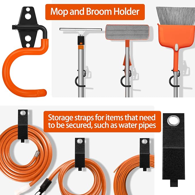 28 Pack Garage Hooks Heavy Duty - Garage Storage and Organization Ladder Hooks with Non Slip PVC Coating for Hanging Bike，Ladder，Garden Tools，Hose