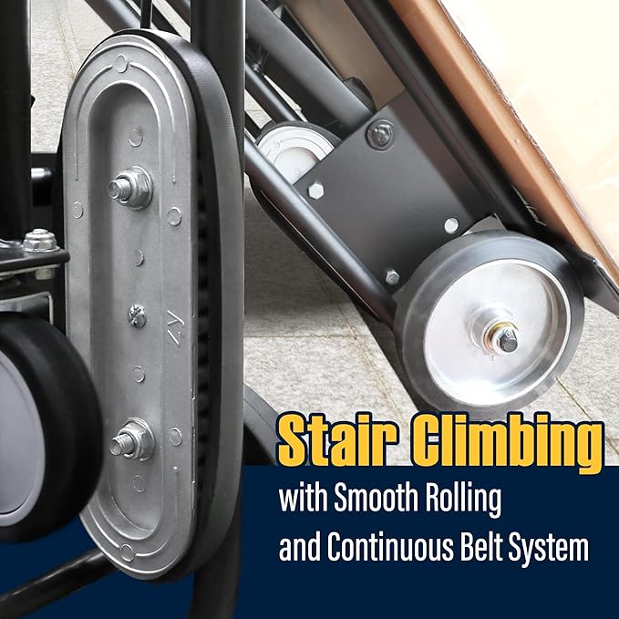 Olympia Tools 1200lbs Appliance Auto-Recoil System Hand Truck - Heavy Duty Hand Cart - Industrial Stair Climbing Furniture Dolly - Dual Aluminum Hand Truck & Rubber Treads Wheels for Stairs Climber