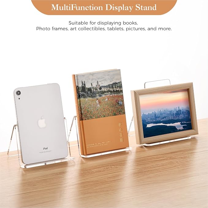 YUXUN Acrylic Book Stand,6Inch 2PC Clear Acrylic Display Easel,Book Display Holder,Display Stand for Books,Magazines,Postcards,Artworks,Pictures,Phone,Tablet