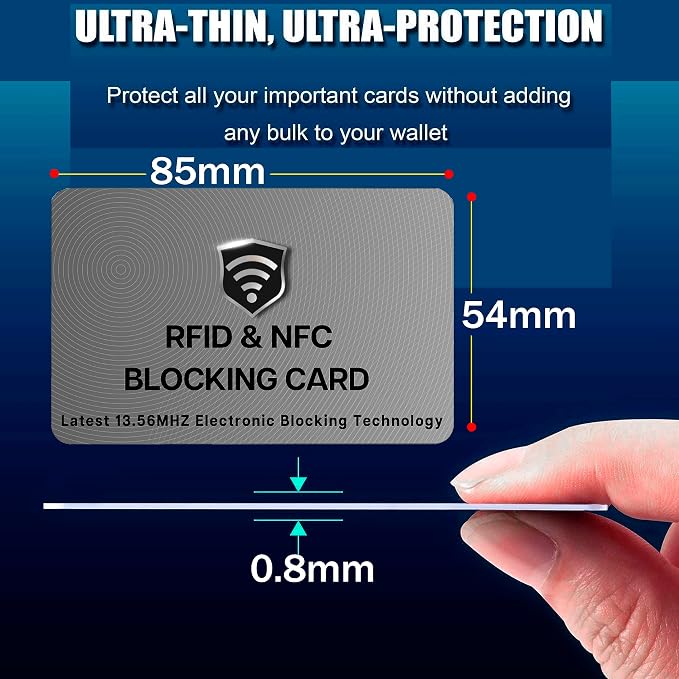 SaiTech IT 2 Pack RFID Blocking Card for Credit Debit ID Card, Grey | Slim Anti-Theft Contactless NFC RFID Blocker Protector, Easily Fit into Wallet and Purse, for Men & Women