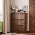 WoodsWhisper Solid Wood Shoe Cabinet for Entryway with 3 Flip Drawers, Narrow Shoe Organizer with Breathable Slatted Doors, Freestanding Hidden Shoe Rack for Hallway (Walnut, 39" W)