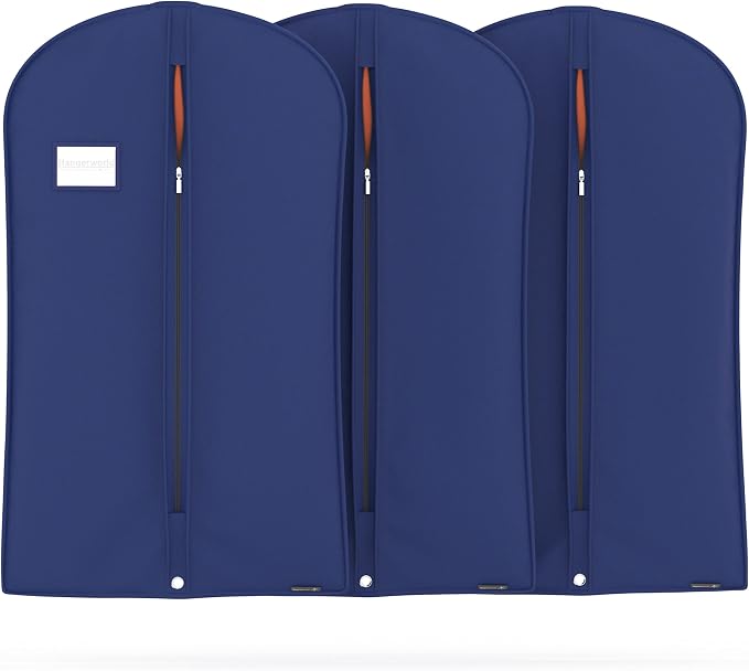 HANGERWORLD 40inch Garment Bag Suit Bags for Closet Storage Breathable Clothes Cover Dust Protector (3, Blue)