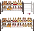 Tajsoon Expandable Shoe Rack for Closet 2 Tier, 28“-41“Stackable, Bronze | Adjustable Shoe Organizer Closet Shoe Rack Floor, Metal Small Shoe Shelf Storage for Entryway, Garage, Front Door Entrance