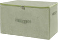ANMINY Storage Bins with Zipper Lids 51.9 Qt Lidded Fabric Storage Boxes Baskets Cubes with Handles Collapsible Washable Cotton Linen Closet Shelf Clothes Organizer - Green, Extra Large