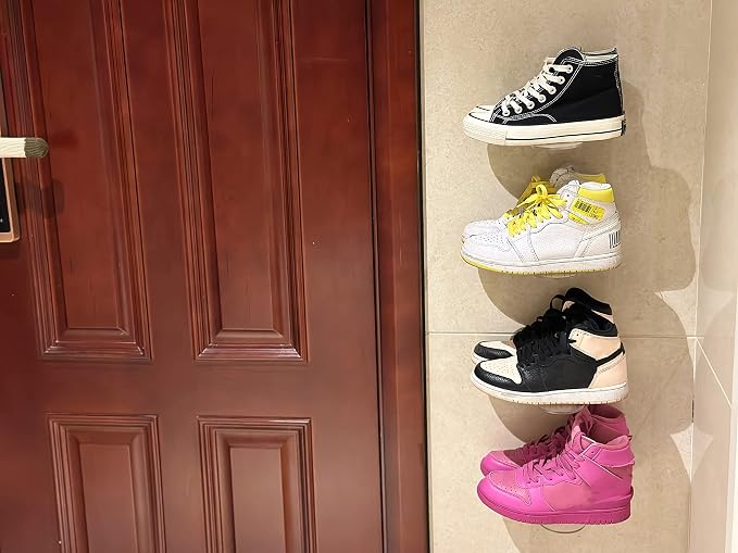 IEEK 12 Pack Floating Shoe Display Shelf,Clear Acrylic Floating Shelves for Sneaker Collection Levitating Acrylic Shoe Shelf,Wall Mounted Sneaker Shelves Storage for Bedroom,Hallways Etc.