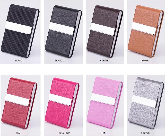 Business Card Holder with Ultra Slim Design,Business Card Case with Premium PU Leather, Suit Pocket Metal Card Holder for Women/Men,Professional Name Card Holder with Magnetic Shut (Coffee)