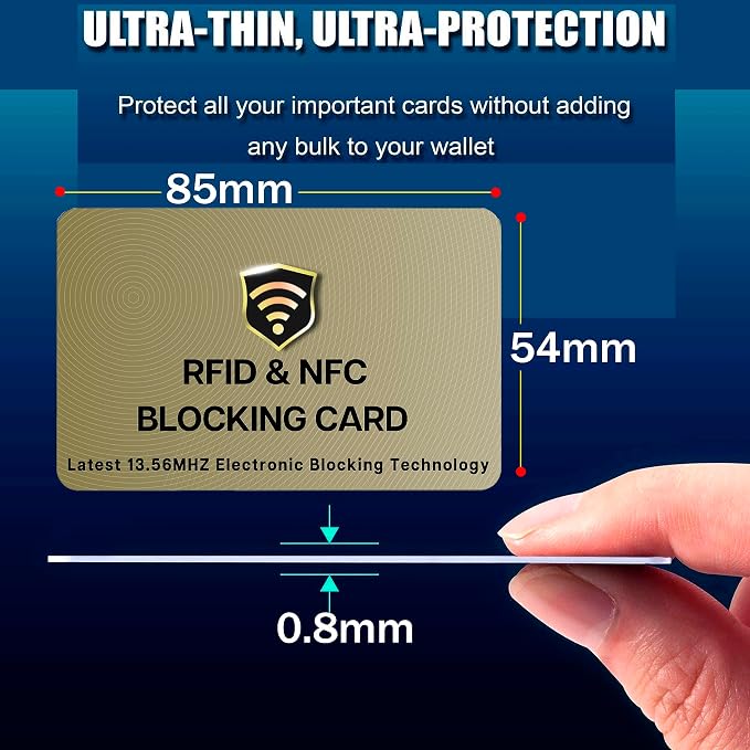 SaiTech IT 2 Pack RFID Blocking Card for Credit Debit ID Card, Golden | Slim Anti-Theft Contactless NFC RFID Blocker Protector, Easily Fit into Wallet and Purse, for Men & Women