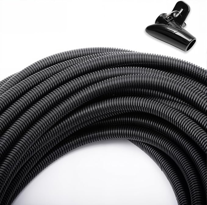 ZhiYo 50 FT 1/2" Wire Loom Split Tubing Auto Wire Conduit | Flexible Cover, Plastic Cover for Electrical Wires & Cables, High Temperature (-40F to 257F)