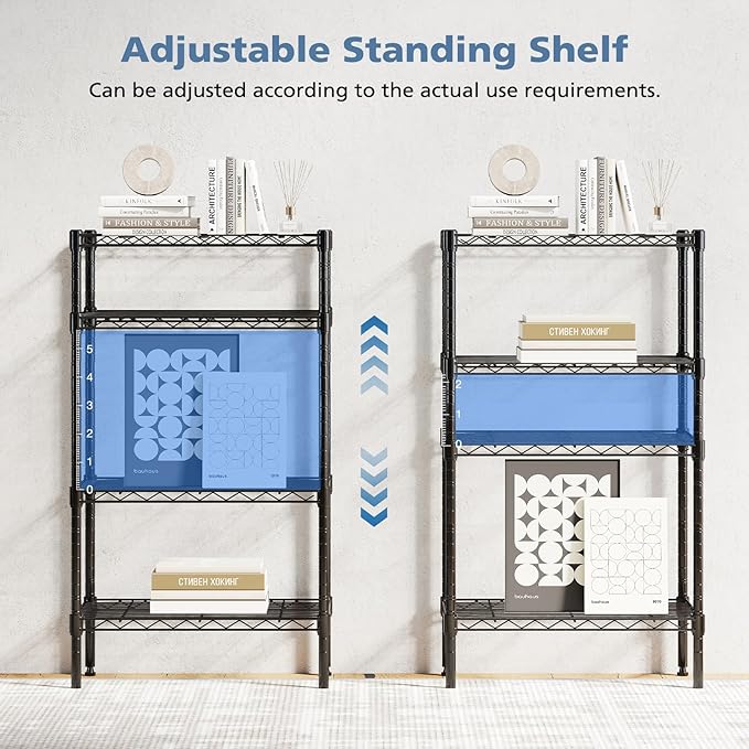 DUMOS 5-Tier Metal Storage Shelves, 23" W Adjustable Standing Storage Rack Shelf, Heavy Duty Steel Shelving Unit Organizers for Kitchen Bathroom Pantry Garage, 23.3" Wx13.4 Dx60 H