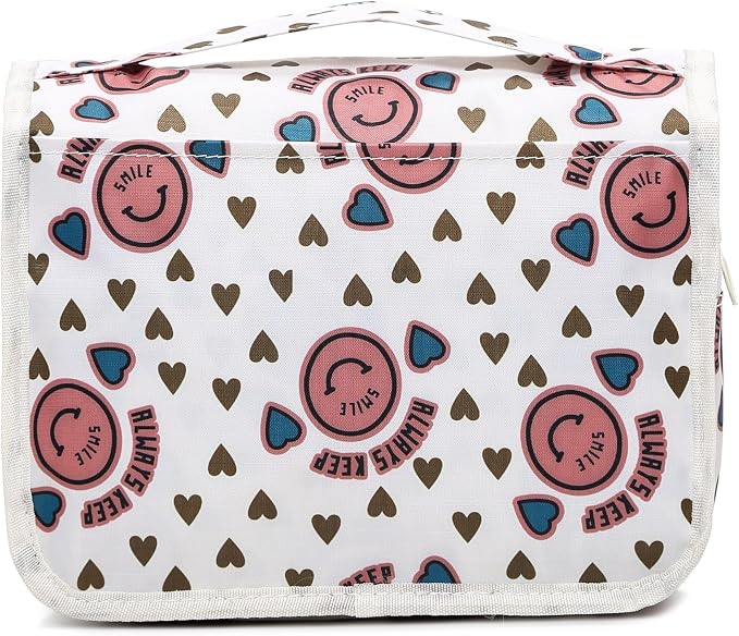 Sechunk Waterproof Travel Toiletry Bags Hanging Multi-function Cosmetic Bag Makeup Bag for Women (pinkSmile)