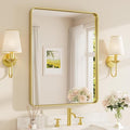 TETOTE Gold Vanity Mirror 28 x 36 Inch for Bathroom Over Sink Metal Framed Mirror Modern Farmhouse for Living Room Entryway(Horizontal/Vertical)