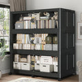 180Gal/720QT 3-Tiers Extra Large Stackable Storage Bins with Lid, Collapsible Cabinet Closet Organizer Plastic Container Box with Wheels Doors Drawers for Office Dorm Kitchen Office, Black