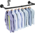 OROPY 38.4" Industrial Pipe Clothing Rack, Wall Mounted Clothes Rack | Heavy Duty Detachable Wall Mounted Clothes Rack, Iron Garment Bar, Multi-purpose Hanging Rod for Closet Storage, Black