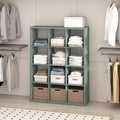 Furinno Cubic Extra Thick 12-Cube Closet Organizers and Storage, Sage Green | 14.6 x 44 x 58 in, Open Shelf Closet Storage, Closet Organizer, for Wardrobe, Bedroom, Living Room