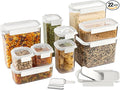 Bentgo Pantry - 22-Piece Airtight Food Storage Containers, Clear and Stackable Kitchen and Pantry Organization Set, Locking Lids for Freshness, Bonus Cereal Lid & Scoop, BPA-Free Plastic (Snow)