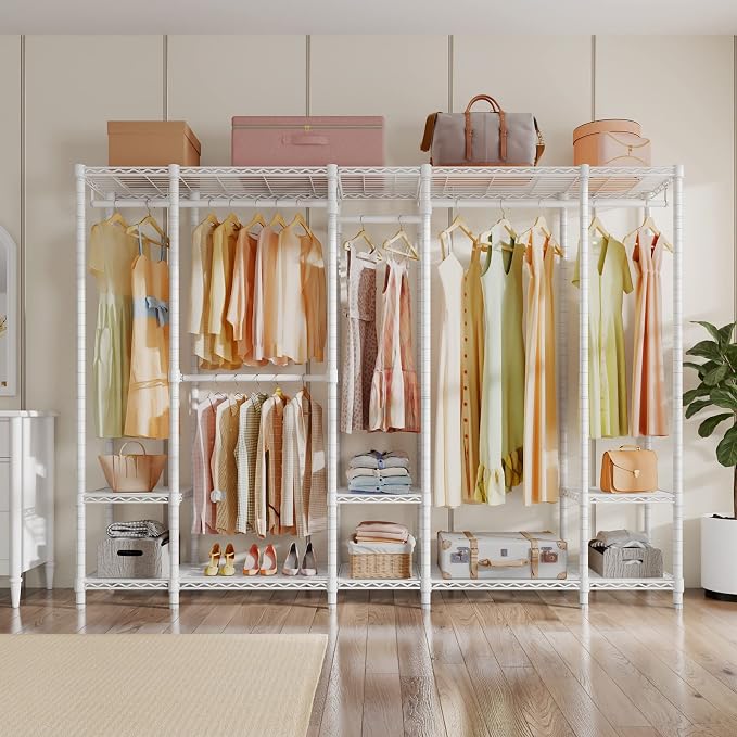 VIPEK V50 Closet Organizer System, Extra Large Heavy Duty Wardrobe Closet with Adjustable Shelves, Freestanding Clothing Rack for Bedroom, Walk-in Closet, Apartment, 1300 lbs Capacity, White