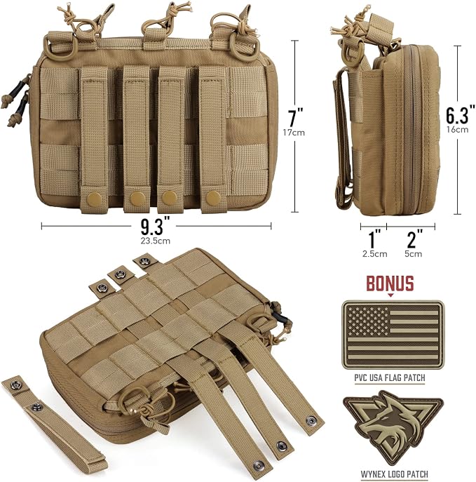 WYNEX Tactical Mag Admin Pouch, Molle Triple Magazine Pouches | Utility Tool Pouch Medical EMT Organizer with Triple Stacker Magazines Holder for M4 M16, Molle Compatible, Patch Included