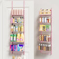 SWTYMIKI Over The Door Organizer - Door Organizer Hanging with 5 Adjustable Metal Large Capacity Basket and 6 Coat Hook, Wall Mounted Shelf for Bedroom Closet Bathroom Laundry Pantry Cabinet Kitchen