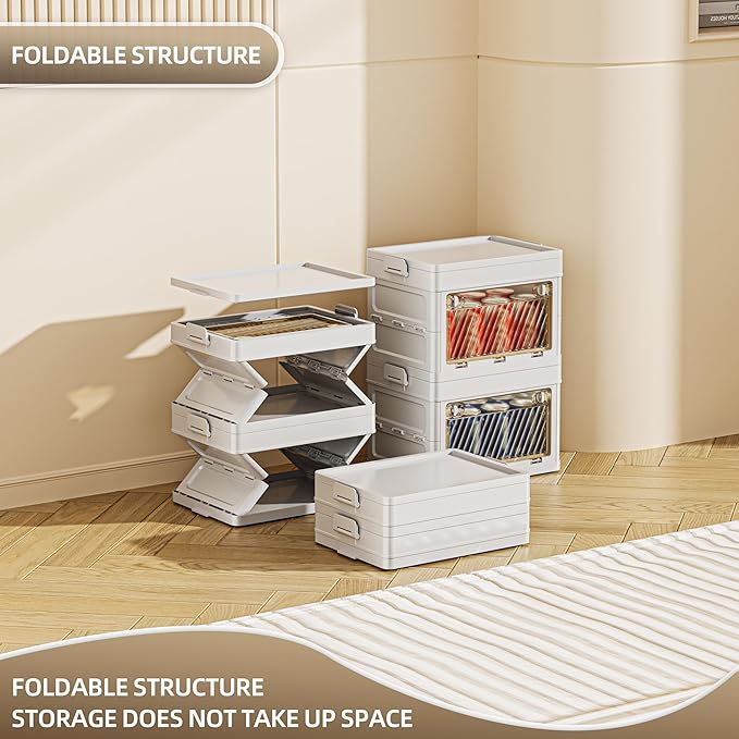 20 QT / 5 Gal Space Saver Foldable Cabinet Slim Profile, Double Transparent View Doors, Instant Pull-Up Frame for Apartments/Dorms