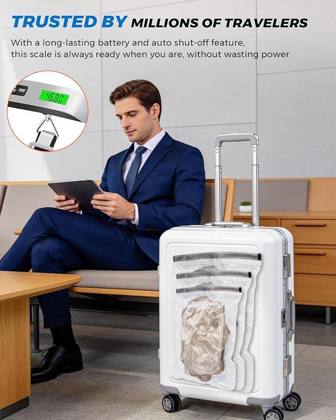 15 Pack Vacuum seal Bags for Clothing Travel with -60,000Pa Electric Pump & Luggage Scale, Space Saver Compression Bags for Suitcase, Travel Essentials to Check Luggage Weight & Avoid Overweight Fees