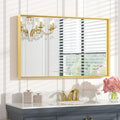 Keonjinn Gold Mirror for Bathroom 40 x 24 Inch, Brushed Gold Rectangular Mirror for Wall, Metal Framed Mirrors for Bathroom Sink, Full Length Rectangle Vanity Mirrors