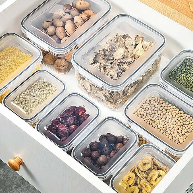Srliya Pack of 3 Drain Storage Basket, Transparent LeakProof Food Storage Containers with Removable Strainer for Refrigerator