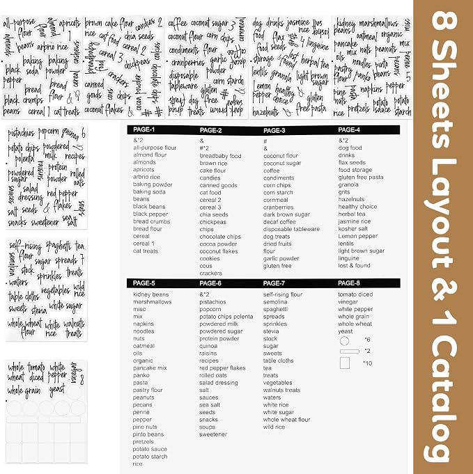170PCS Food Pantry Labels, Kitchen Container Storage Labels Spice Organize Storage Jars Boxes Bottles Preprinted Black Script Clear Stickers - Water and Oil Resistant
