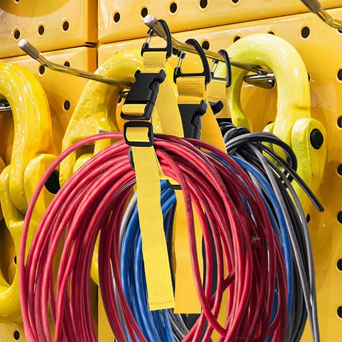 12 Pack 17 Inch Adjustable Extension Cord Holder Organizer with Triangle Clips for Garage Organization and Storage Heavy Duty Extension Cord Hanger for Men Workshop (Yellow)