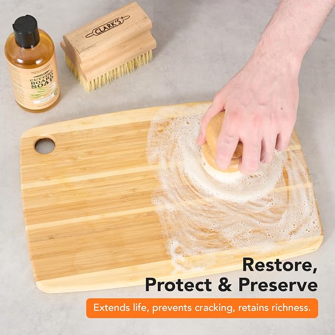 CLARK'S Cutting Board Cleaner, 12 oz - Lemongrass Scent - Food Safe | Cutting Board Soap for Butcher Blocks, Wooden Kitchen Utensils - Use Before Food Grade Mineral Oil