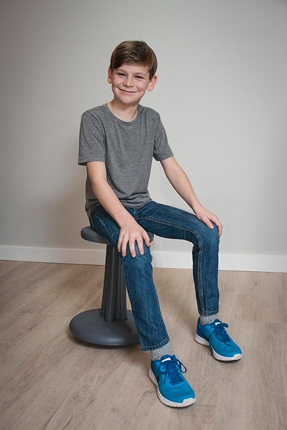 KORE DESIGN Wobble Stool Chair, Girls + Boys Kid Desk Stools, Ergonomic Small Office Chairs, Flexible Seating Active Kids, ADD/ADHD, Classroom, School, Home, Pre-Teen (18.7in), Age 10-11 yr, Dark Blue