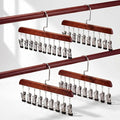 Novabright 4 Pcs Closet Organizer with 10 Clips Wooden Hat Rack for Closet, Space-Saving Hanging Organizer, Multipurpose Storage Display Accessory for Beanies, Ties, and Socks (Brown)