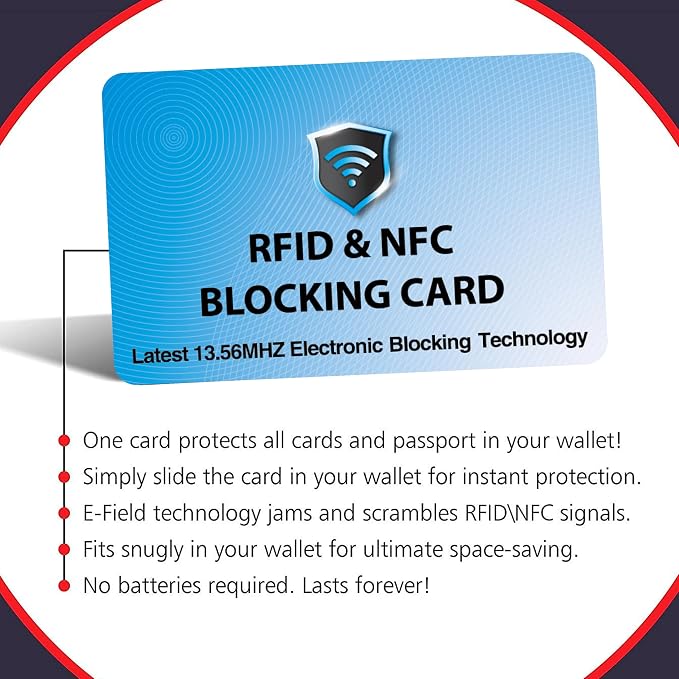 SaiTech IT 5 Pack RFID Blocking Card for Credit Debit ID Card, Sky Blue | Slim Anti-Theft Contactless NFC RFID Blocker Protector, Easily Fit into Wallet and Purse, for Men & Women