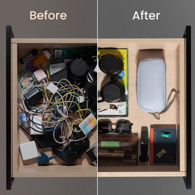 tomtoc Electronics Organizer Travel Case, Cable Organizer for Essentials | Water Resistant Tech Pouch Accessories Travel Bag Carry Storage for Cord, Phone, Cables, Airpods, USB Drive, Daily Items